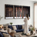 Vintage Ski Gear Canvas Print, Vintage Ski Gear Against