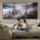 Beautiful Rising Fog in Winter Mountain Landscape- Framed