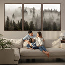 Foggy Mountain Wall Art | 3-Panel Foggy Forest and Mountain