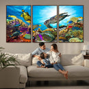 Aquatic Life Sea Turtles Fish Wall Art Canvas Print