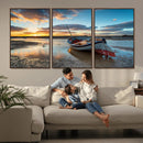 Small Boat At The Beach Sunset Wall Art, Boat Sunset Wall
