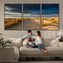 Ocean Beach Dark Clouds Wall Art Canvas Print