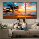 Palm Tree Sunset On The Beach Wall Art Canvas, Framed Palm by MyGreatCanvas | Canvas Wall Art Prints | Photo Prints & Wall Decor