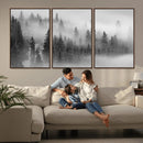 Foggy Misty Forest Canvas Wall Art – Black and White
