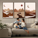 Boho Wall Art Canvas Print Set Mid-Century Prints Bohemian