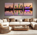 Colorful Dallas City Lights Night Skyline Wall Art Print