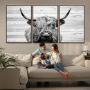 Scottish Highland Cow Cattle Art Print on Wood Background by MyGreatCanvas | Canvas Wall Art Prints | Photo Prints & Wall Decor