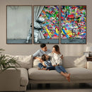 Banksy Colorful Street Graffiti Canvas Wall Art Print, by MyGreatCanvas | Canvas Wall Art Prints | Photo Prints & Wall Decor