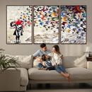 Banksy Art Butterfly Girl Explosion Canvas Art – Vibrant
