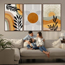 Modern Boho Sun and Leaf Abstract Art – 3-Panel Giclée by MyGreatCanvas | Canvas Wall Art Prints | Photo Prints & Wall Decor