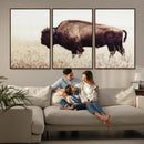 Bison in Field Wall Art Canvas Print For Farmhouse Barn