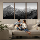 Everest Himalaya Mountain Peaks Black & White Triptych