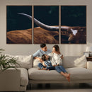Texas Longhorn Bull Wall Art Canvas Print - Large Framed