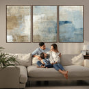 Abstract Blue and Beige Wall Art, Modern Minimalist Canvas