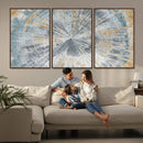 Radiant Abstract Wood Rings Canvas Art – Modern Triptych