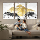 Golden Mountain Triptych Wall Art Canvas Print, Modern