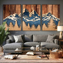 Rustic Wood Style Mountain Wall Art, Nature Forest Canvas