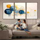 Geometric Blue Orange Abstract Wall Art Canvas, Geometric