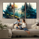 Watercolor Trees Forest Abstract Wall Art Canvas Print,