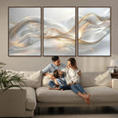 Abstract art Grey and Gold Lines Wall Art