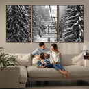 Winter Ski Lift Black and White Canvas Wall Art – Alpine