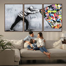 Banksy Art Behind the Curtain Street Wall Art Canvas Print |