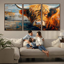 Highland Cow Abstract Canvas Wall Art – Bold Farmhouse
