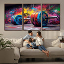 Abstract Graffiti Barbell Canvas Wall Art – Urban Fitness