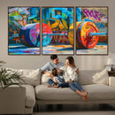 Fitness Gym Barbell Graffiti Wall Art Canvas Print