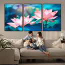Pink Lotus Flower Canvas Wall Art | Vibrant Floral Wall