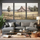 Rustic Farmhouse Barn Wall Art | 3-Panel Framed Gallery Wrap