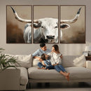 White Longhorn Bull Wall Art Canvas Print – Framed and Ready by MyGreatCanvas | Canvas Wall Art Prints | Photo Prints & Wall Decor