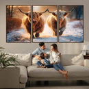 Scottish Highland Cow Horn Farm Wall Art Canvas Print