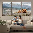Highland Cow Horn Farm Wall Art Canvas Print