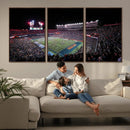 Ben Hill Griffin Stadium Night Game Triple Canvas Wall Art -