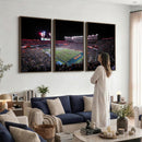 Ben Hill Griffin Stadium Night Game Triple Canvas Wall Art -