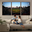PNC Park Evening Game Triple Canvas Wall Art - Pittsburgh
