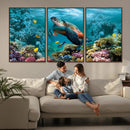 Sea Turtle and Coral Reef Triptych Wall Art – Vibrant by MyGreatCanvas | Canvas Wall Art Prints | Photo Prints & Wall Decor