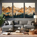 Rustic Wood Mountain Wall Art Print | Triptych Giclee Print