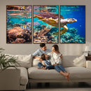 Sea Turtle Wall Art Canvas Print – Vibrant Ocean Coral Reef