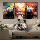 Weightlifting Barbell Art Triptych, Bold Abstract Fitness