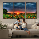 Golden Sunflower Field at Sunset – Breathtaking Sky and