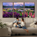 Vibrant Wildflower Garden and Mountain View Giclee Canvas