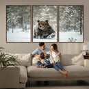 Grizzly Bear Wall Art – Framed Snowy Forest Canvas Artwork, by MyGreatCanvas | Canvas Wall Art Prints | Photo Prints & Wall Decor