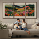 Yayoi Kusama Landscape Canvas Print, Vibrant Floral Mountain