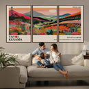 Yayoi Kusama Landscape Canvas Print, Vibrant Floral Mountain