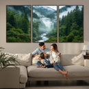 Mountain Forest River Canvas Wall Art Print - Serene Nature