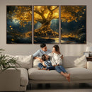 Golden Tree of Life Canvas Wall Art Print - Majestic Glowing
