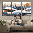 Abstract Winter Landscape Canvas Wall Art Print -  Large