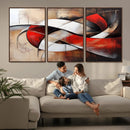 Abstract Wall Art - Modern Red and White Canvas Wall Art